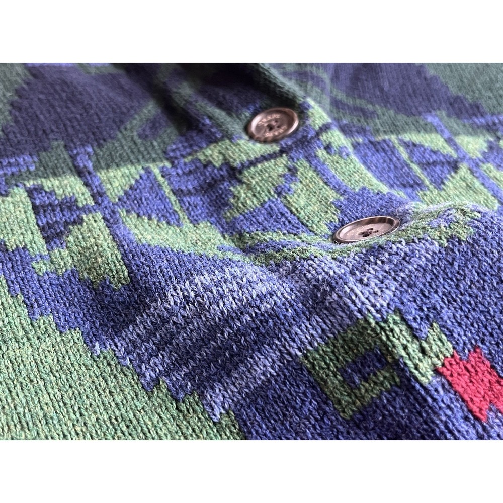 VTG 90s Chaps Denim Southwestern Aztec Sweater Vest Shawl Collar Womens‎ Small - Picture 7 of 11